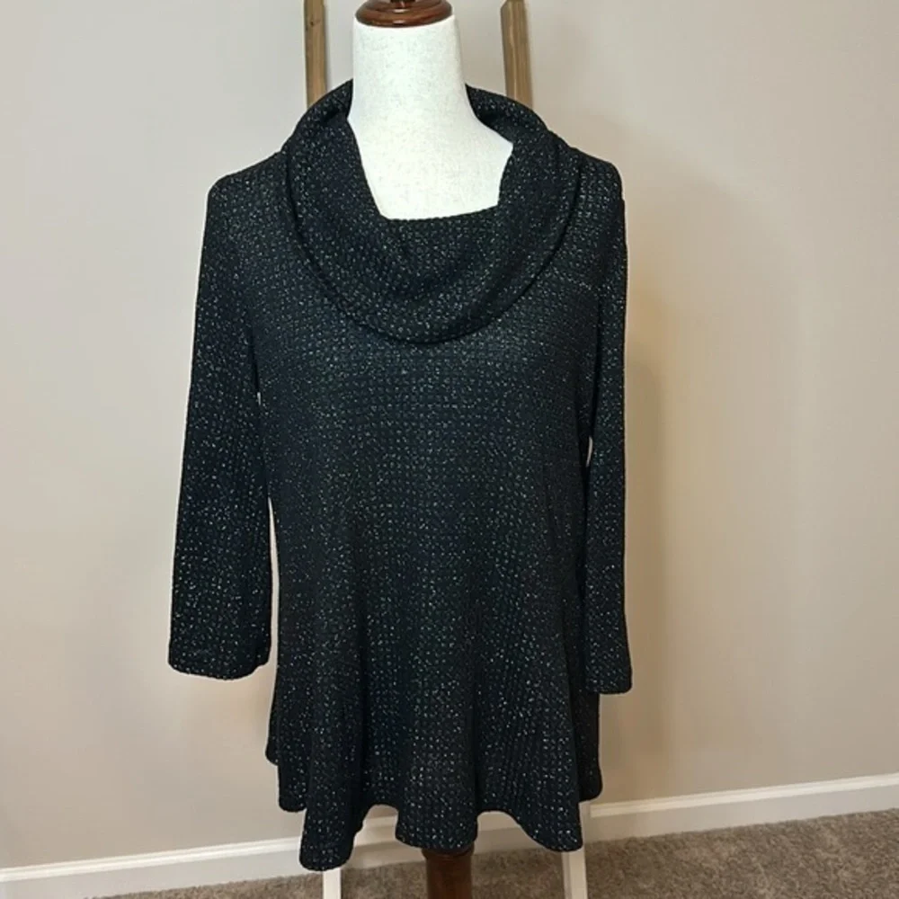 Dressbarn Sunday Cowl Neck Sweater with Metallic Shimmer Size Large in GUC